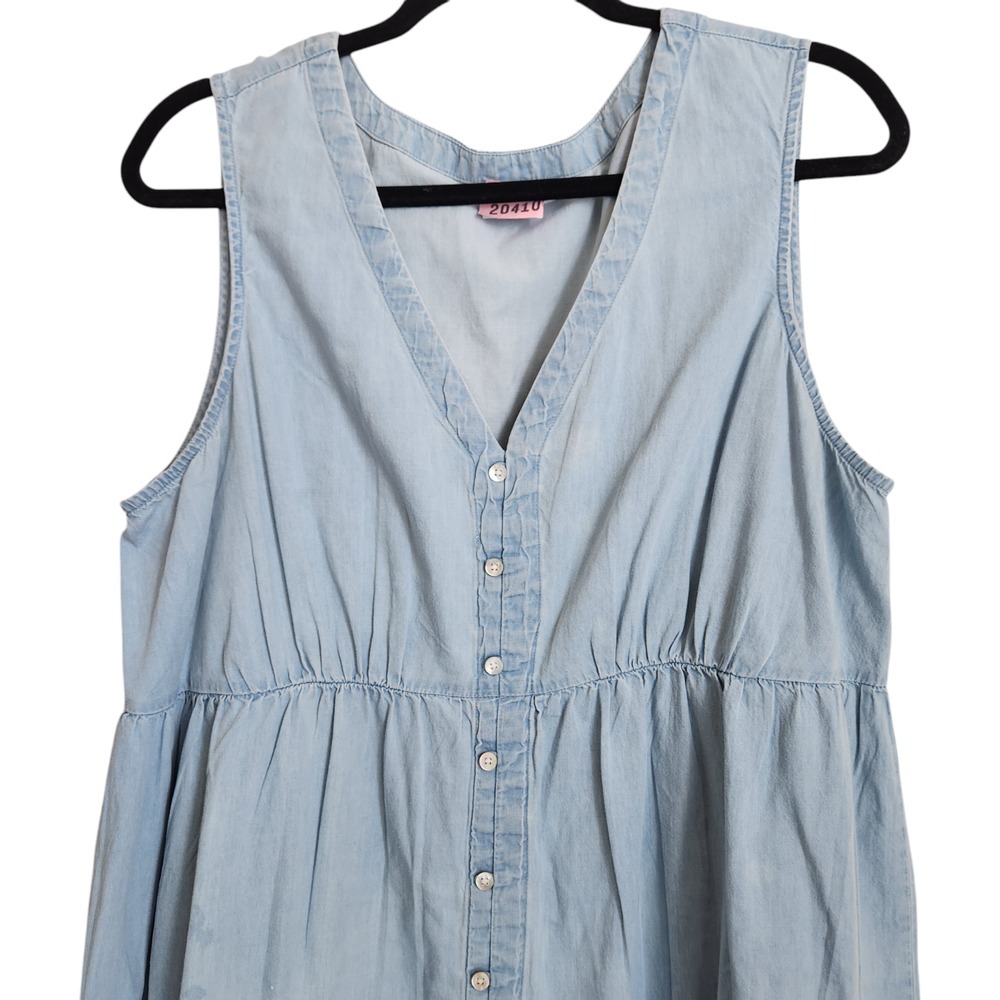 New Directions Women's 1X XL Chambray Tiered Midi Dress Blue Denim Sleeveless‎ - Picture 12 of 13